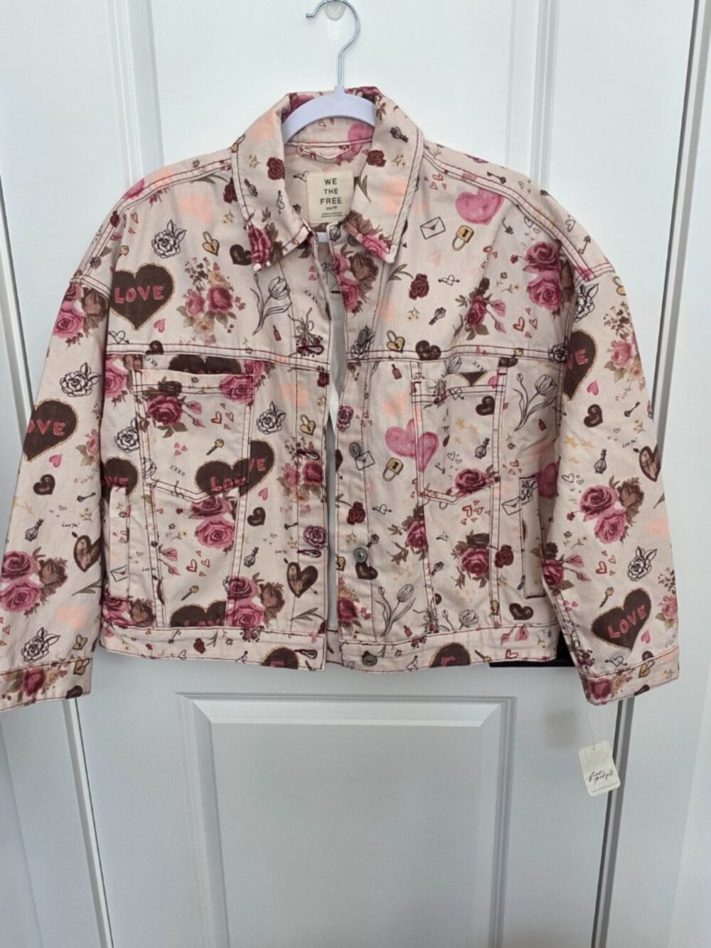 Sold Out BNWT We The Free Opal Swing Printed Denim Jacket Size XS -  Retail $189 - Picture 4 of 6